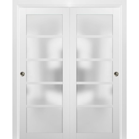 SARTODOORS Closet Bypass Interior Door, 48" x 96", White QUADRO4002DBD-WS-4896